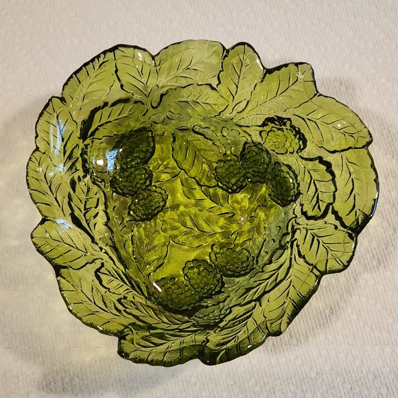 Indiana Glass Other - Vintage Indiana Glass Loganberry Green Glass Candy Dish Cottagecore Trinket Dish